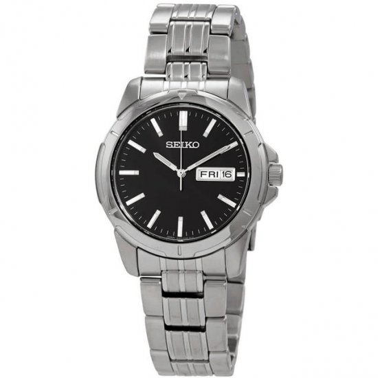 Seiko Essentials Quartz Black Dial Men\'s Watch SUR355