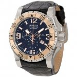 10899 Men's Reserve Excursion Black Textured Dial Rose Gold Tone Bezel Chronograph Leather Strap Dive Watch