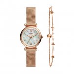 Fossil Ladies' Carlie Mini Three-Hand Rose Gold-Tone Stainless Steel Watch And Bracelet Box Set ES4443SET