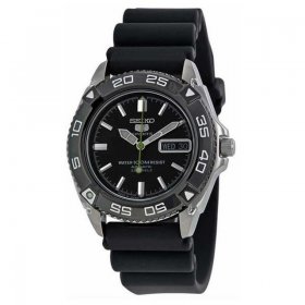 Seiko 5 Automatic Black Dial Black Rubber Men's Watch SNZB23J2