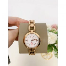 Fossil BQ3857 Kerrigan Three-Hand Rose Gold-Tone Stainless Steel Watch