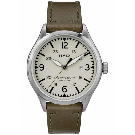 Timex The Waterbury Cream Dial Leather Strap Men\'s Watch TW2R71100