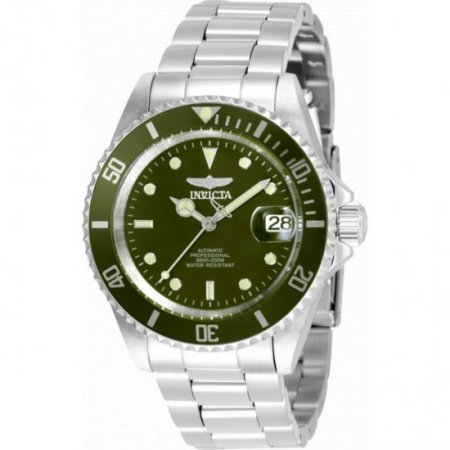 Invicta Men's Pro Diver 40mm Green Dial Silver Stainless Steel Automatic Watch for Adults