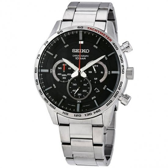 Seiko Neo Sports Chronograph Quartz Black Dial Men\'s Watch SSB355