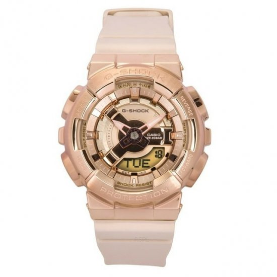 Casio G-Shock Analog Digital Resin Strap Rose Gold Tone Quartz GM-S110PG-4A 200 Women\'s Watch