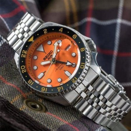 Seiko 5 Sports GMT Automatic Orange Dial Men's Watch SSK005K1