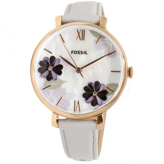 Fossil Women\'s Jacqueline ES4672 Rose-Gold Leather Japanese Quartz Fashion Watch