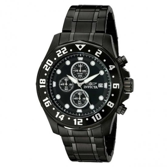 Invicta 15945 Men\'s Specialty Quartz Chronograph Black Dial Black IP Stainless Steel Watch