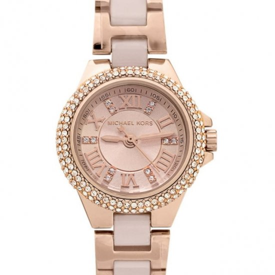 Women\'s Rose Gold Petite Camille Glitz Watch MK4292