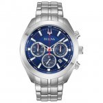 Men's 96B285 Quartz Chronograph Blue Dial Silver-Tone 44.5mm Watch