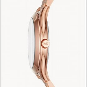 Michael Kors Mini Slim Runway 34mm Steel Rose Dial Quartz Ladies Watch MK3513