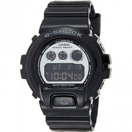 Casio G-Shock DW6900NB-1 Silver Mirror Dial Sports Watch (Jet Black)