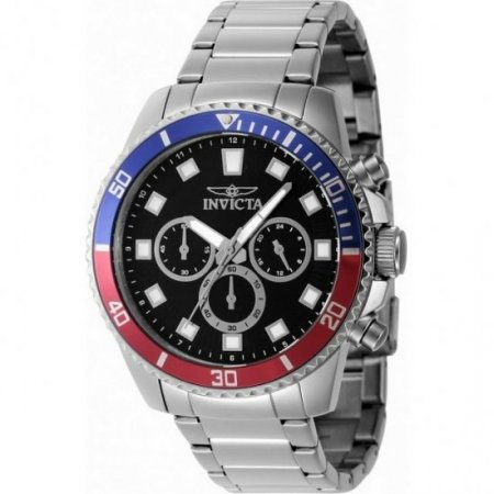 Invicta Pro Diver Chronograph GMT Quartz Black Dial Pepsi Bezel Men's Watch 46053