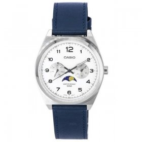 Casio Standard Analog Moon Phase White Dial Leather Strap Quartz MTP-M300L-7A MTPM300L-7 Men's Watch