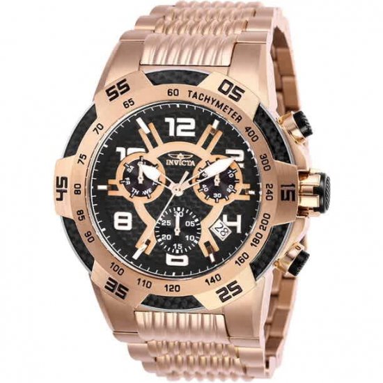 Invicta Men\'s 25287 Speedway Quartz Multifunction Rose Gold Black Dial Watch