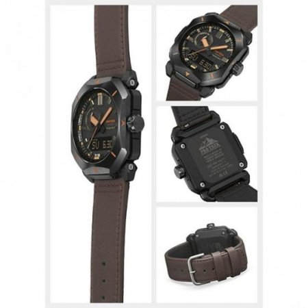 Casio PRW6900YL-5 Men's Pro Trek Black Ana-Digi Brown Strap Watch