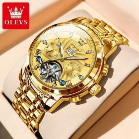 OLEVS Top Brand Men Watches Automatic Mechanical Watch 52M Waterproof Stainless Steel Skeleton Design Watches Reloj de hombre