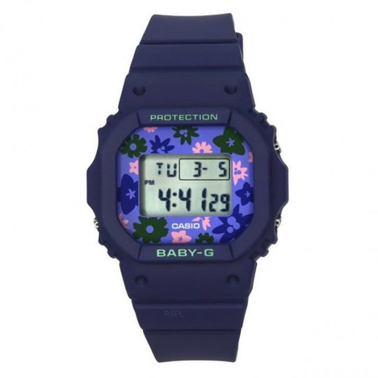 Casio Baby-G Retro Flower Field Digital Blue Resin Strap Quartz BGD-565RP-2 100M Women\'s Watch