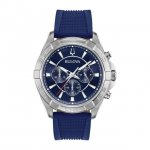 Bulova Men's Blue Strap Chronograph Watch and Bracelet Set 96K103