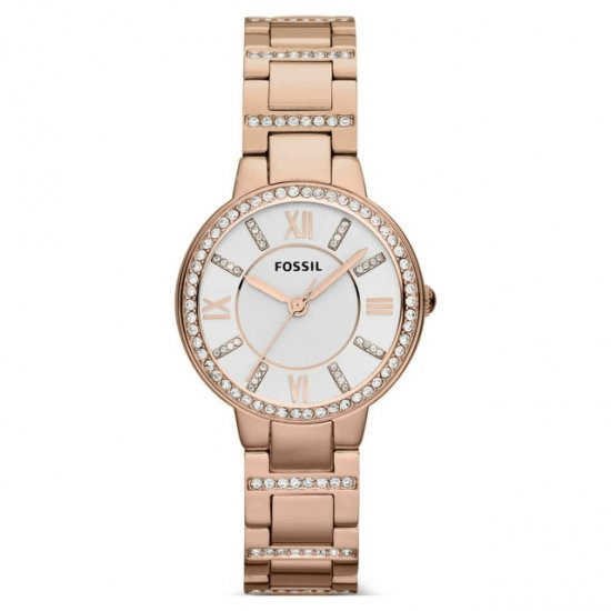 Fossil Women\'s Virginia Three-Hand Day-Date, Rose Gold-Tone Stainless Steel Watch, ES3284