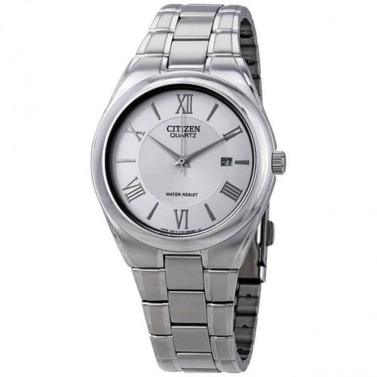 Citizen Men\'s BI0950-51A Silver Steel Bracelet With Silver Analog Dial Watch NWT