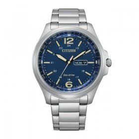 Citizen Men's Eco-Drive Classic Blue Dial Stainless Steel Watch AW0110-58L