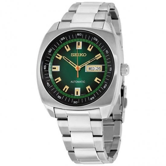 Seiko Recraft Automatic Green Dial Stainless Steel Men\'s Watch SNKM97