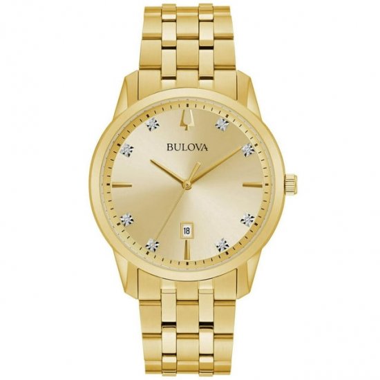 Bulova 97D123 Men\'s Sutton Yellow Gold Bracelet Diamond Watch