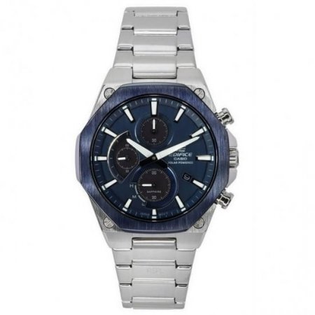 Casio Edifice Analog Slim Line With Sapphire Crystal Chronograph Blue Dial Solar EFS-S570DB-2A 100M Men's Watch