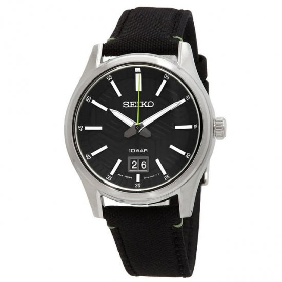 Seiko Big Date Quartz Black Dial Men\'s Watch SUR517P1