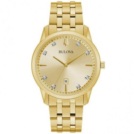 Bulova 97D123 Men's Sutton Yellow Gold Bracelet Diamond Watch