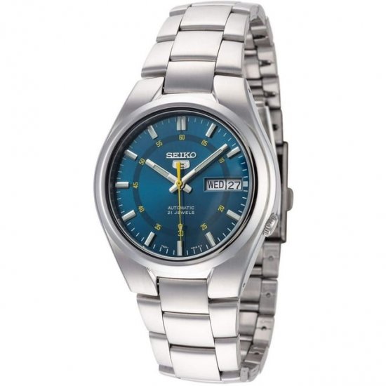 Seiko Men\'s 5 Automatic SNK615K Blue Stainless-Steel Automatic Dress Watch