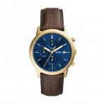 Minimalist Chronograph Brown Croco Eco Leather Watch