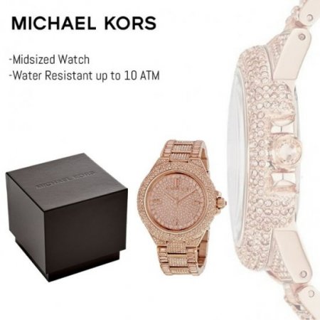 Michael Kors Women's Camile Crystal Rose-Tone Stainless Steel Rose-Tone Dial MK5862