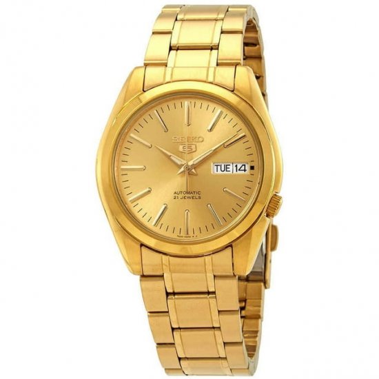 Seiko Men\'s Series 5 Automatic Gold Dial Watch SNKL48