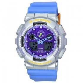 Casio G-Shock Euphoria Analog Digital Blue Resin Strap Purple Dial Quartz GA-100EU-8A2 200M Men's Watch