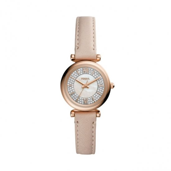 Fossil Women\'s Carlie Mini Three-Hand, Rose Gold-Tone Stainless Steel Watch, ES4839