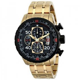 Invicta Aviator Chronograph Black Dial Gold-plated Men's Watch 17206