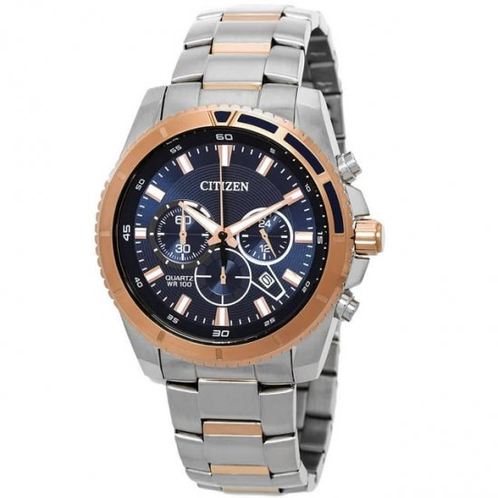 Citizen Chronograph Quartz Blue Dial Two-Tone Men\'s Watch AN8206-53L