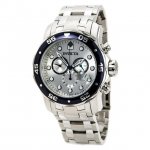 80058 Men's Pro Diver Blue Bezel Silver Dial Stainless Steel Dive Watch