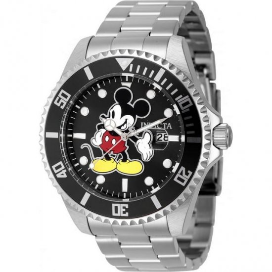 Invicta Men\'s Disney Mickey Mouse Black Yellow Dial limited Edition Stainless Steel Quartz Watch