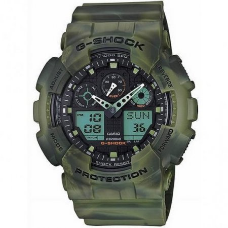 Men's G-Shock GA100MM-3A Green Rubber Quartz Watch