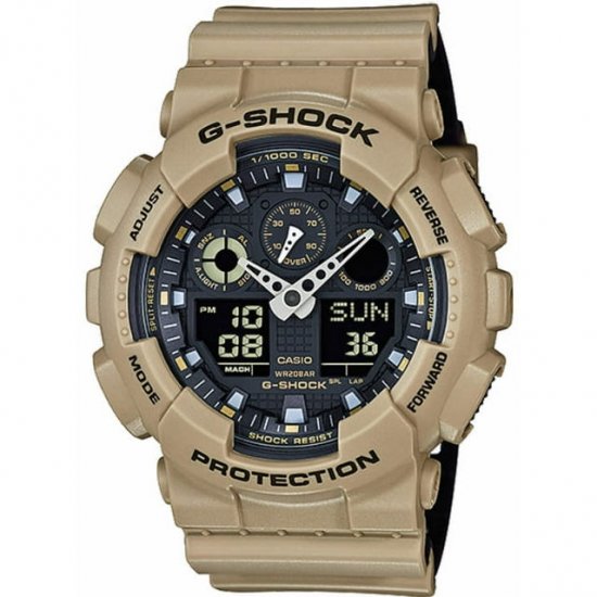 Men\'s G-Shock GA100L-8A Tan Silicone Japanese Quartz Sport Watch