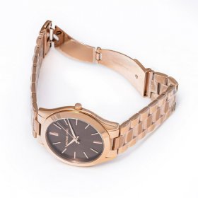 Runway Slim Ladies Rose Gold Brown Dial Quartz Watch MK3181