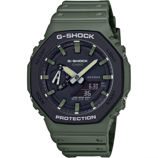 Men\'s Casio G-Shock Analog-Digital Carbon Core Guard Army Green Resin Strap Watch GA2110SU-3A