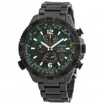 Citizen Promaster Navihawk A-T Perpetual World Time Chronograph GMT Green Dial Men's Watch AT8227-56X