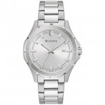 Bulova Men's Classic Silver White Dial Stainless Steel Watch 96B376