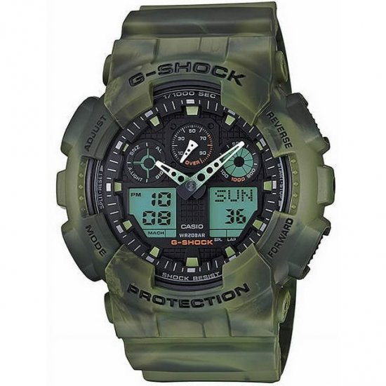 Men\'s G-Shock GA100MM-3A Green Rubber Quartz Watch