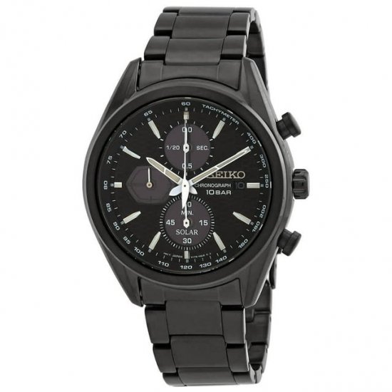 Seiko Solar Chronograph Quartz Black Dial Men\'s Watch SSC773