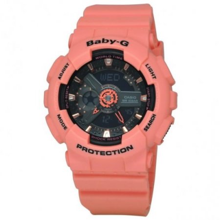 Women's Baby-G BA111-4A2 Coral Rubber Japanese Quartz Sport Watch